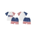 thumbnail image 4 of Baby Boys Shorts Set, Short Sleeve Letters Print T-shirt with Stars Stripes Shorts Summer Outfit for 4th of July, 4 of 10