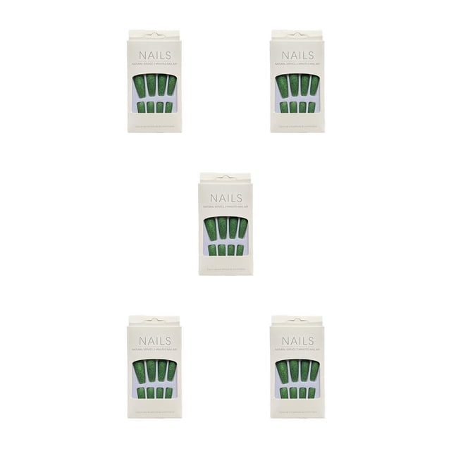 Minnieouse 1 Juego de puntas francesas Prensa en las uñas Extensión de color sólido Calcomanías extraíbles extralargas Cubierta completa H33-verde pegamento, gelatina 5Conjunto