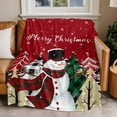 thumbnail image 4 of Red Snowman Merry Christmas Throw Blankets, Xmas Buffalo Tree Soft Fleece Blanket Decorative for Home Sofa Couch Chair Living Bedroom, 32x48 Inches, Winter Snowflakes, 4 of 8