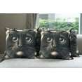 thumbnail image 2 of Ambesonne Cat Throw Pillow Cover Pack of 4, Closeup Circle of a Black Kitty, 4 Pcs-16" x 16", Charcoal Grey, 2 of 5