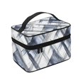 thumbnail image 4 of Handbag Travel Bag Cosmetic Bag 9×6.3×6.7in Multi-Function Bag Large Capacity For Camping Travel Family Travel Silver Checked Hand-Drawn Sketch_1, 4 of 6