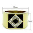 thumbnail image 2 of Mens Ring Gold and Black Stainless Steel Ring with Top Grade Crystal in Clear, 2 of 7