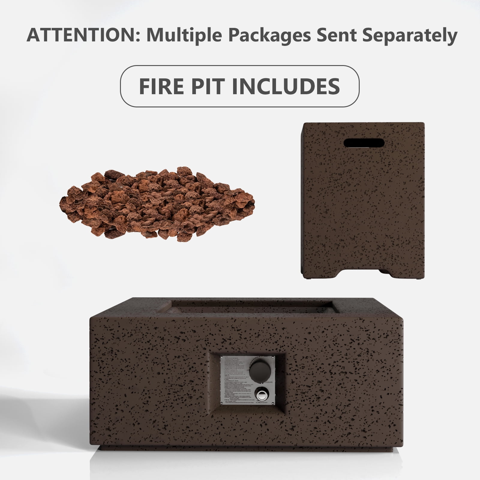 COSIEST 28" Square Fire Pit Coffee Table,40,000 BTU High Heat,Portable Patio Heater w/Lava Rocks & Tank Cover