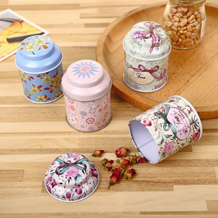 Tea And Coffee Tins ENJOY Vintage Flower Metal Sugar Coffee Tea Tin Jar Container Candy Sealed Cans Box Holder ()