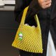 thumbnail image 5 of Bolsa De Almacenamiento Bolsa de vagabundo tejido para mujer, embrague femenino de malla a la moda con colgante bonito (amarillo) Likrtyny Para Estrenar, 5 of 9
