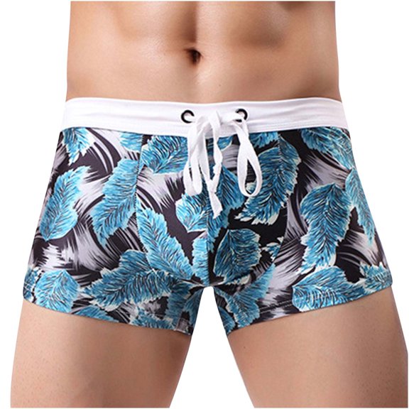 Mens Swimming Trunks Briefs, Swim Shorts Men Hawaiian Printed Board Shorts Elastic Waist Swim Trunks with Pockets Beach Surfing Boardshorts Summer Casual Sports Running Short Pants Beachwear