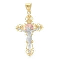 thumbnail image 3 of 14K Two Tone Gold Jesus Crucifix Cross Pendant with 3.9mm Figaro 3+1 Chain Chain Necklace - 20", 3 of 7
