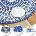 thumbnail image 6 of 52 Inch Boho Blue Mandala Round Table Protector for Kitchen,Floral Table Cloth Round Cover with Elastic Edge，Waterproof Picnic Circle Tablecloth for Dinner, Outdoor, Party, Camping, BBQ, 6 of 6