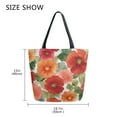 thumbnail image 5 of Open Top Canvas Tote Bag with Zipper Reusable Shopping Bag 13.5x15" Roomy Carryall Red and Orange Flowers, 5 of 9