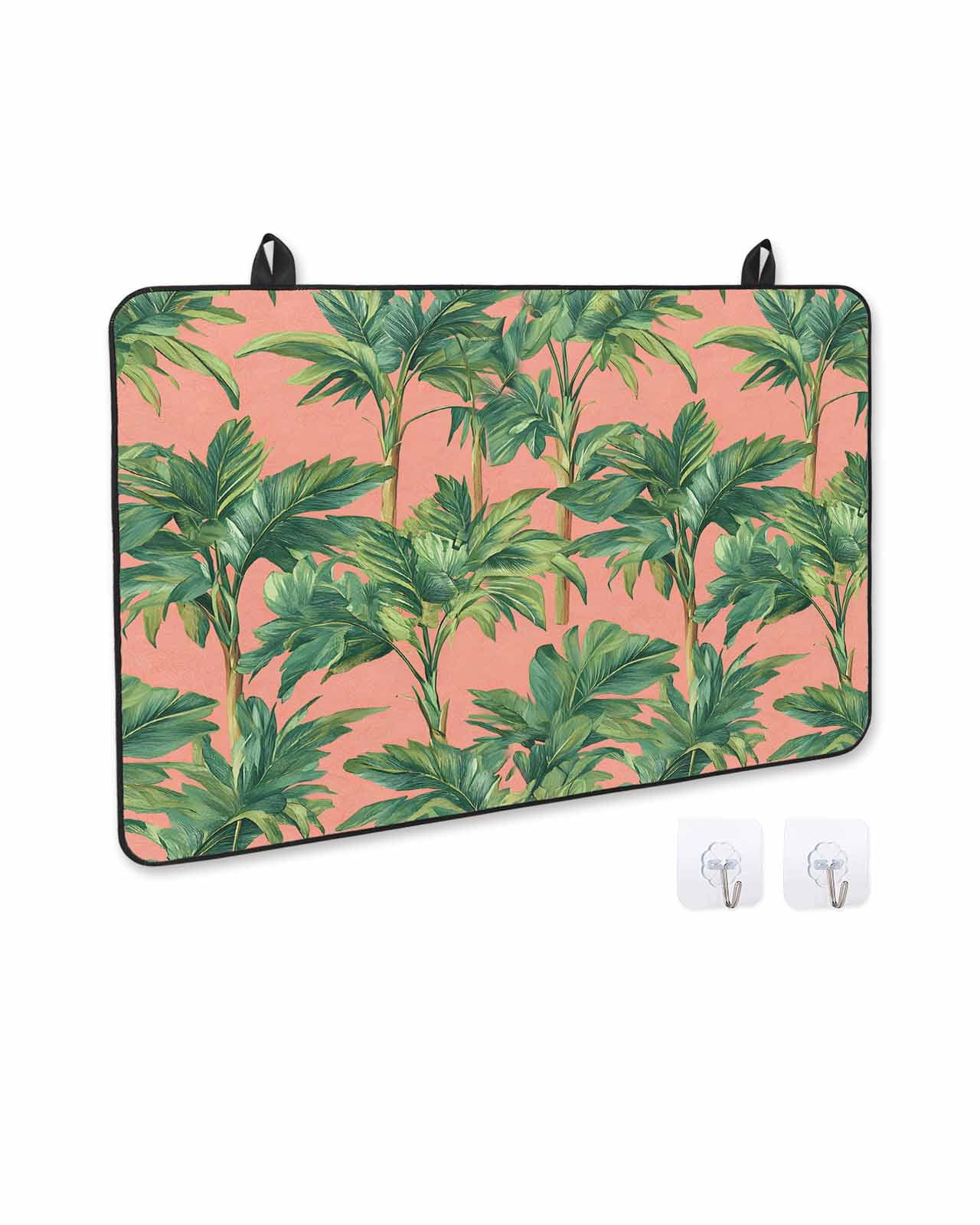 nqOlkjepod Large Induction Cooktop Protector Mat 36"x21", Palm Tree Tropical Stove Top Covers for Electric Stove, Pink Summer Botanical Leaves Stove Burner Cover Mats, Glass Top Stove Cover
