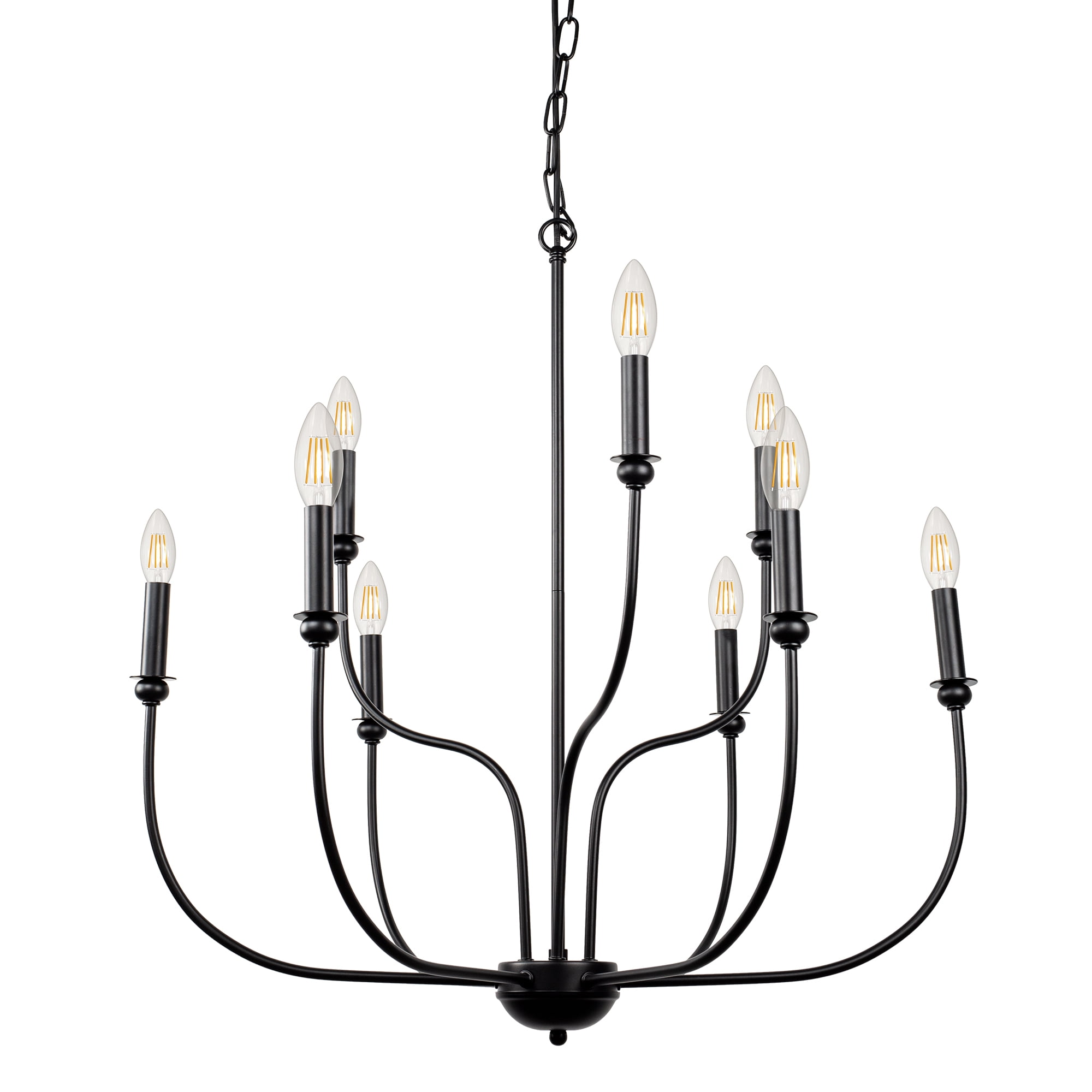 LOHAS 9-Light Black Farmhouse Chandelier,2-Tiered Chandelier,Candle ...