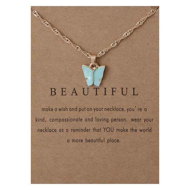 WREESH Collier Papillon Doux Collier en Acrylique Couleur Chaîne de Clavicule