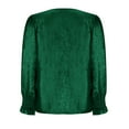 thumbnail image 3 of Women's Long Sleeve Tops, Casual Fashion Round Neck Blouse Solid Color Ruffle Shirt, Basic Tee for Fall Everyday Wear, Office Party Outfits, 3 of 7