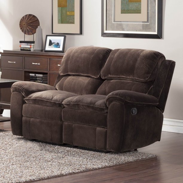Homelegance Reilly Double Reclining Loveseat in Chocolate Microfiber