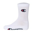 thumbnail image 3 of Champion Children's Socks, 3-Pack - Crew Socks, Solid Colour White 31-34, 3 of 3