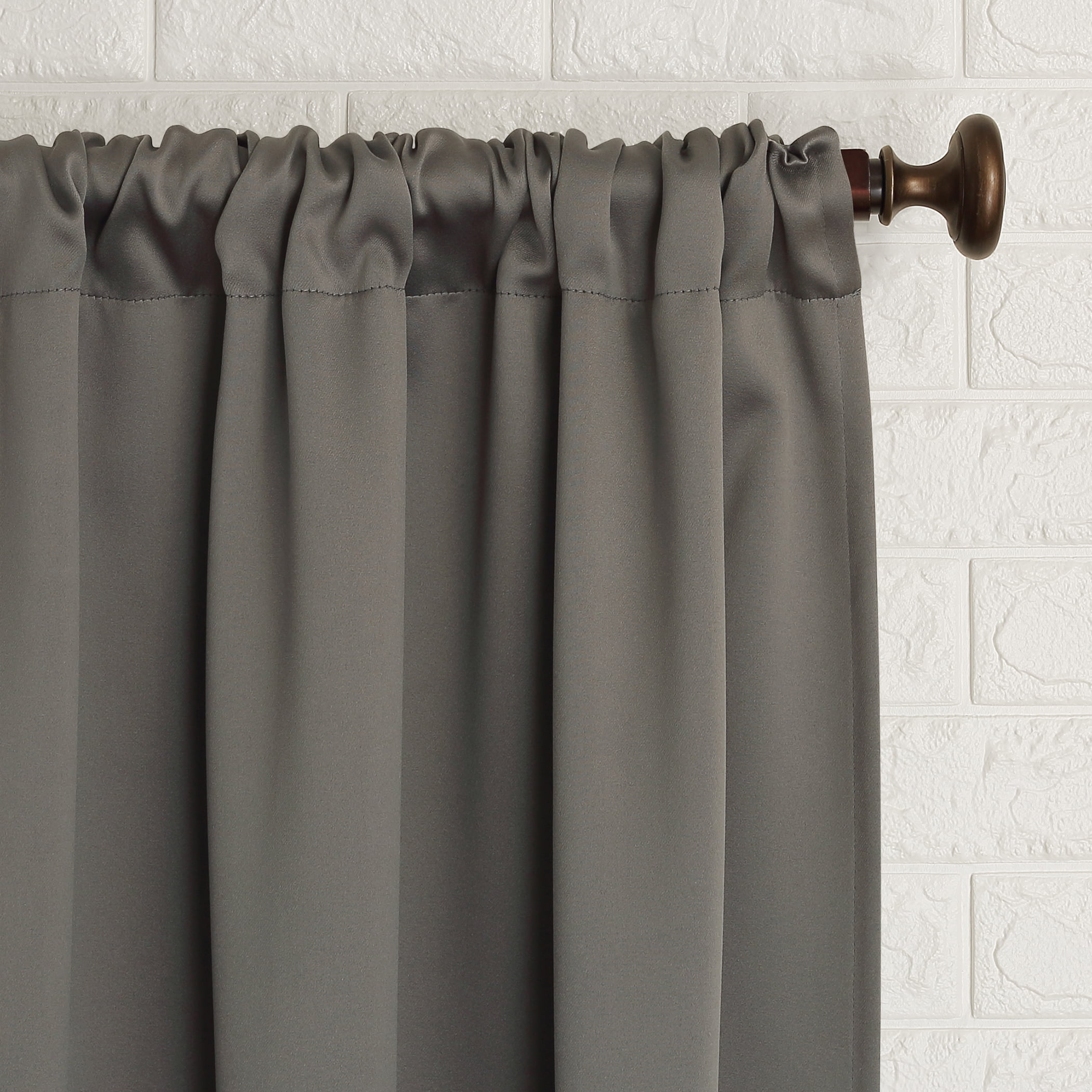 Sun Zero Avery 100% Blackout Rod Pocket Single Curtain Panel, Gray, 40"W x 63"L
