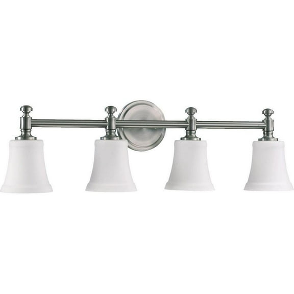Palmerston Broadway 4 Light Bathroom Light in Style 30 inches Wide By 9 inches High-Satin Nickel Finish-Satin Opal Glass Color Bailey Street Home