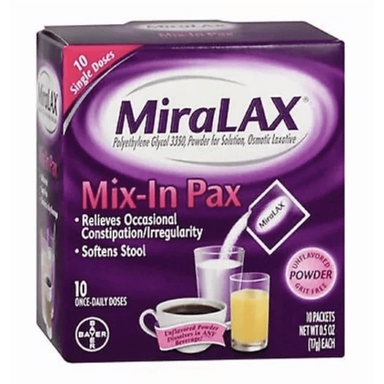 MiraLAX, Single Dose Powder Packets, 17g, Pack of 2