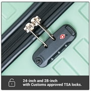 Travelhouse 6 Piece Hardshell Luggage Set Lightweight Suitcase with TSA Lock and Spinner Wheels with Backpack, Duffel Bag ,Packing Cubes,Green