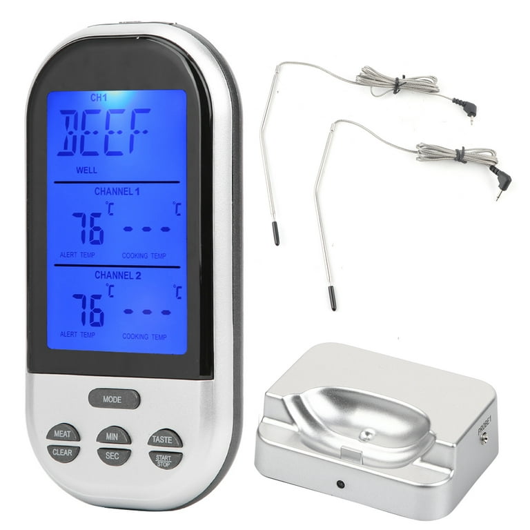 Temperature Alarm Wireless Meat Thermometer, Oven Safe Leave In Dual Probe BBQ  Thermometer, For Grilling Oven Smoker Cooking 