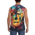 thumbnail image 4 of Lsque World Map Guitar Illustration Print Men's Cotton Blend Sleeveless Muscle Shirts (S-3XL)- Moisture Wicking, Odor Protection, UPF 30+,XX-Large, 4 of 8