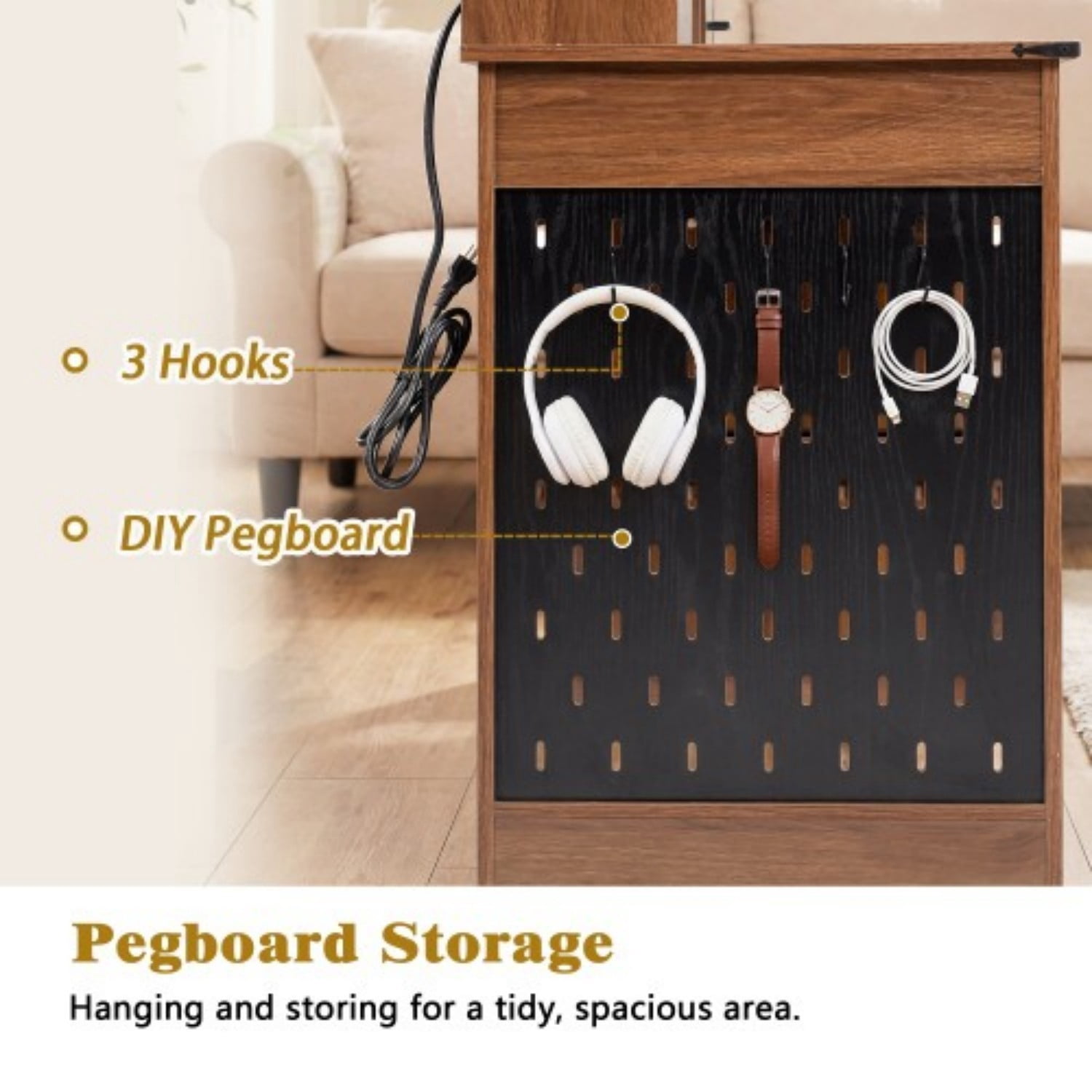 55" Farmhouse Computer Desk with Storage Cabinet & Charging Station, Barn Door Writing Desk with Keyboard Tray, Monitor Stand, Pegboard, Drawer & Adjustable Shelf for Home Office, Walnut