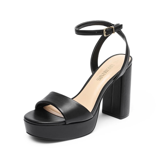 Sandalia DREAM PAIRS SDHS2423W Tacones Plataforma Negros 10,5 cm