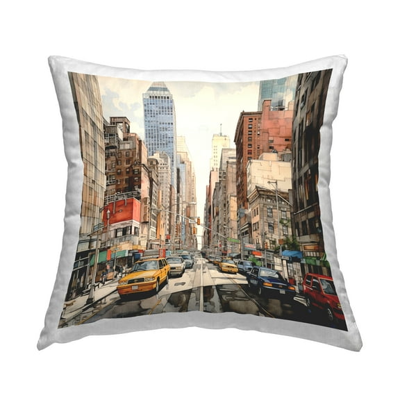 Stupell Industries Busy Metropolis Scene Decorative Printed Throw Pillow Design by RB
