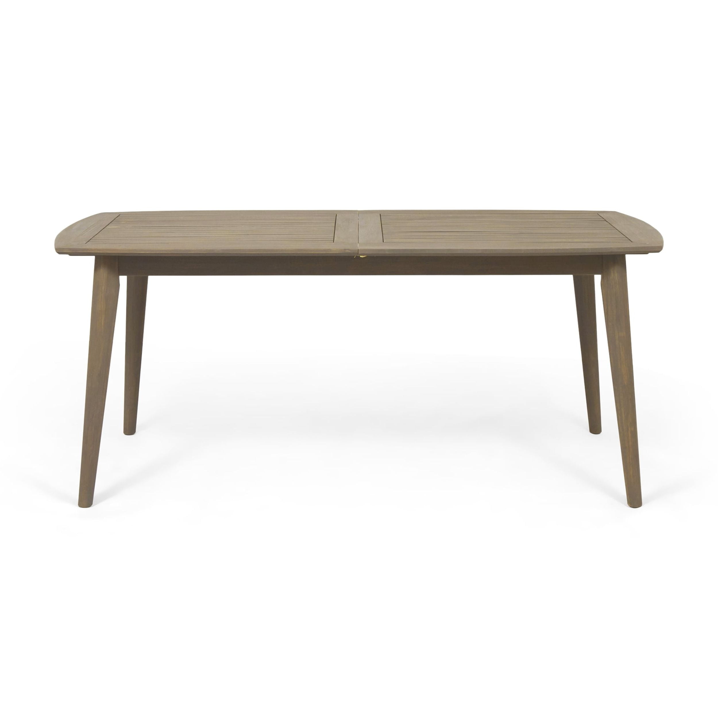 Outdoor Expandable Dining Table, Solid Acacia Wood Structure for Patio Garden, Gray