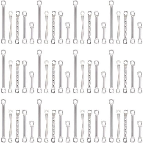 1Box 100Pcs 5 Style Stainless Steel Bar Connectors 2 Hole Stick Strip Earrings Rectangle Small Charm Links Metal Jewelry Connectors for Jewelry Making DIY Findings