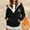 Black, variant on Plus Size Women's Fleece Hooded Sweatshirt Jacket with Printed Pattern | Casual Winter Velvet Zip Up Top for Parties, Dates, and Everyday Outings
