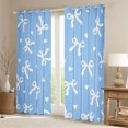 thumbnail image 2 of Erosebridal Blue Bow Love Heart Curtains Pack of 2 (42x84 Each) for Boys Girls, Cute Ribbon Curtains Blackout, 2 of 6