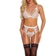 thumbnail image 2 of Ropa interior de encaje sexy para mujer Ropa de dormir Liguero Ropa de dormir Lencería, Blanco, M Monstrate XX000105-05, 2 of 7