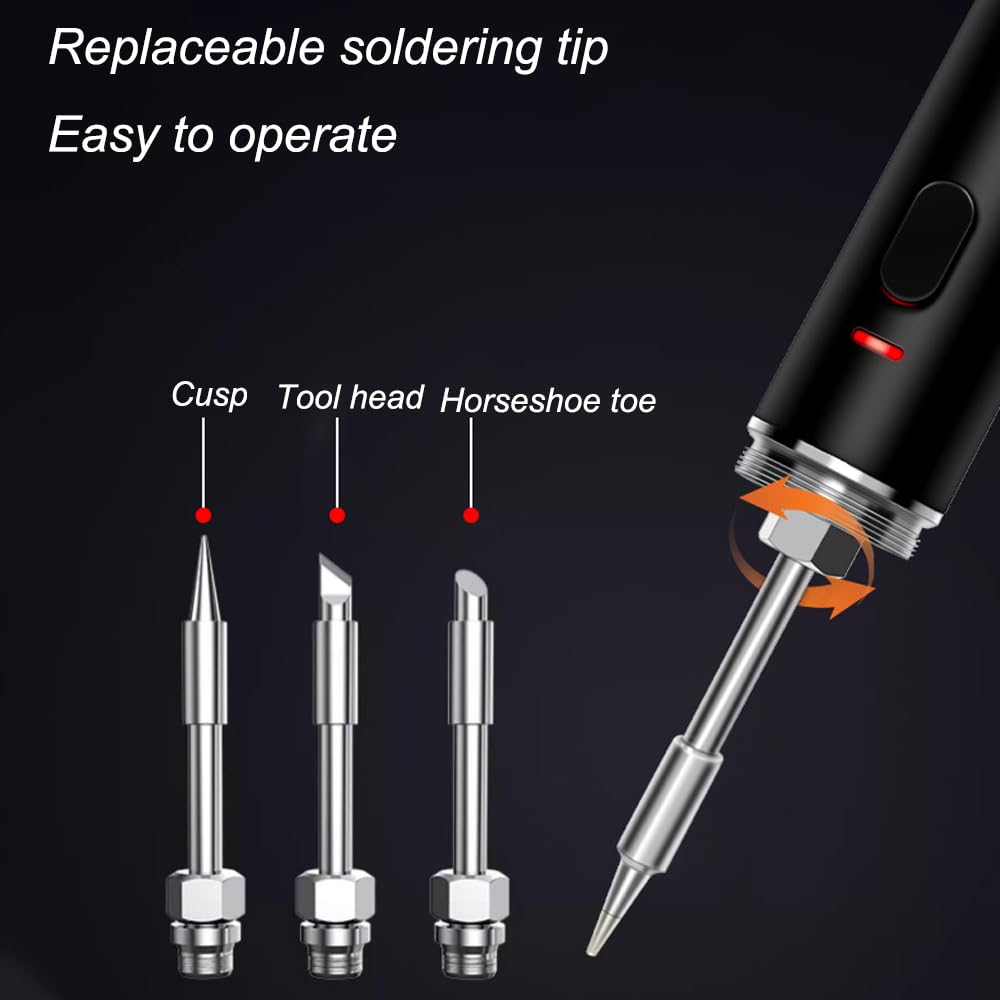 Treedix 10W Cordless Soldering Iron Pen USB Type-C Charging Soldering Tool Household Hand-held Soldering Pen Integrated Heating Core Adjustable Temperature Soldering Tool for Electronics,DIY