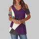 thumbnail image 2 of Tops de Algodón para las Mujeres Color Bloqueado Impreso Manga Corta Cuello en V Fuera Del Hombro, Top de Moda para Diario, 2 of 9