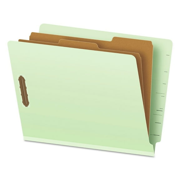 Pendaflex 23224 2.5 in. Expansion 2 Dividers 6 Fasteners Letter Size End Tab Classification Folders - Pale Green Exterior (10/Box)