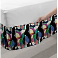 thumbnail image 2 of Abstract Bed Skirt, Vintage Art Deco Circles Style Motifs Colorful Arrangement 60's Style Print, Elastic Bedskirt Dust Ruffle Wrap Around for Bedding Decor, 4 Sizes, Multicolor Black, by Ambesonne, 2 of 2