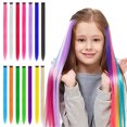 thumbnail image 1 of Typpkmm 10 Uds. Extensiones SintéTicas De Pelo De Colores Clip Colorido En El Cabello Extensiones De Cabello Liso SintéTico De 22 Pulgadas Para NiñOs, 1 of 6