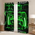 thumbnail image 2 of Feelyou Cartoon Green Gamepad Curtains Pack of 2 (42x84 Each) for Kids, Neon Square Honeycomb Curtains Blackout, Modern Video Gamer Bedroom Curtains, Blackout Curtains Room Decor, 2 of 6