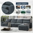 thumbnail image 6 of 130" Modular Sectional Sofa, Large Feather Filled L-Shape Cloud Couch, Convertible 4 Seater Sofa Couch with Waist Pillows and Reversible Chaise for Living Room, Hotel, Dark Gray, 6 of 9