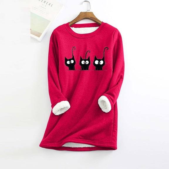 Women's Pullover With Print Comfortable Round Neck Winter Homewear Sweater Womens Lightweight Thermal Top Women Thermal Top Lined Mens Base Layer Shirt Thermal Long Sleeve Shirt Thermal Top And Bottom