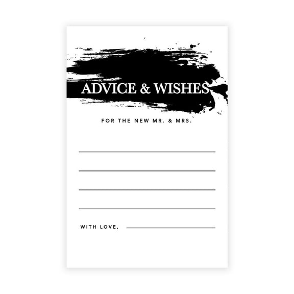 56 Pcs Black Brushstroke Wedding Advice & Well Wishes Guest Book Cards for Bride and Groom
