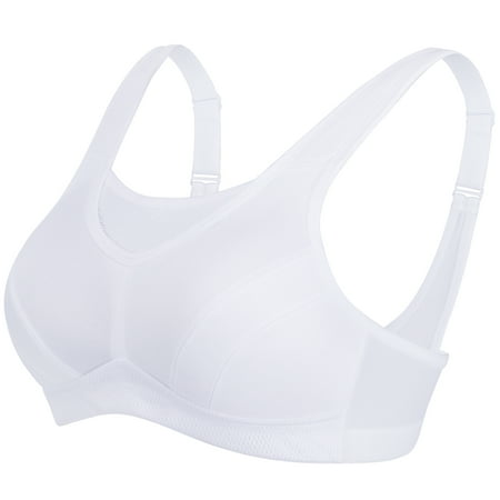 

Deyllo Women s Plus Size High Impact Full Support Wireless Workout Sports Bra White 40D