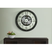 Clocks - 30" Round - Gear Mechanism - Large Oversized - Wall Clock - Brown