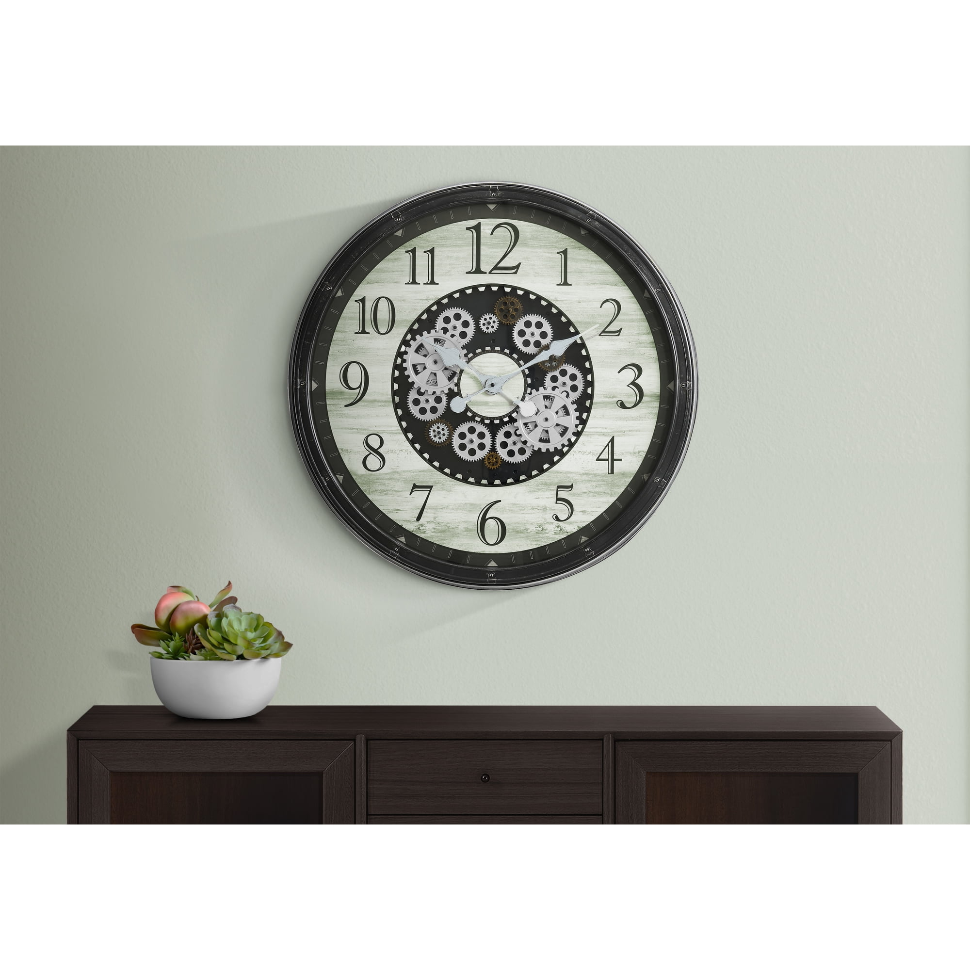 Clocks 30 " Round Gear Mechanism Large Oversized Wall Clock Brown Clocks 30 " Round Gear Mechanism Large Oversized Wall Clock Brown 564 baa 2 e 46 b 0 4959 9051 13