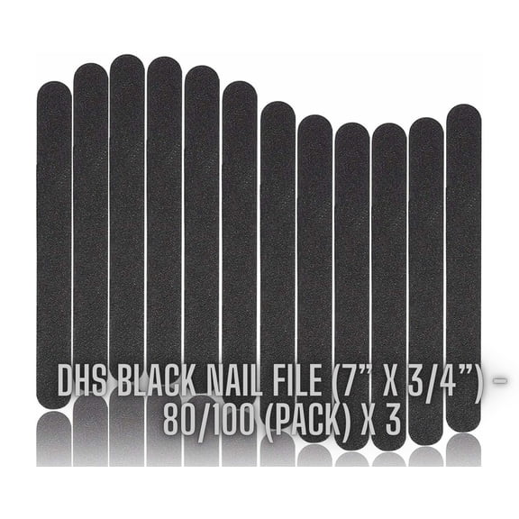 DHS Black Nail File (7” x 3/4”) - 80/100 (pack) x 3