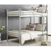 Metal Iron Bed Bunk Bed with Ladder for Kids Twin Size Easy Assembly Frame W/Ladder Kids Adult Children Bedroom Furniture(Gray)