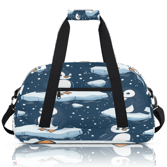 Herdesigns Penguin Sports Duffle Bag for Women & Men, Cute Animal Gym Bag Dance Bag Overnight Bag Carry On Weekender Travel Bag