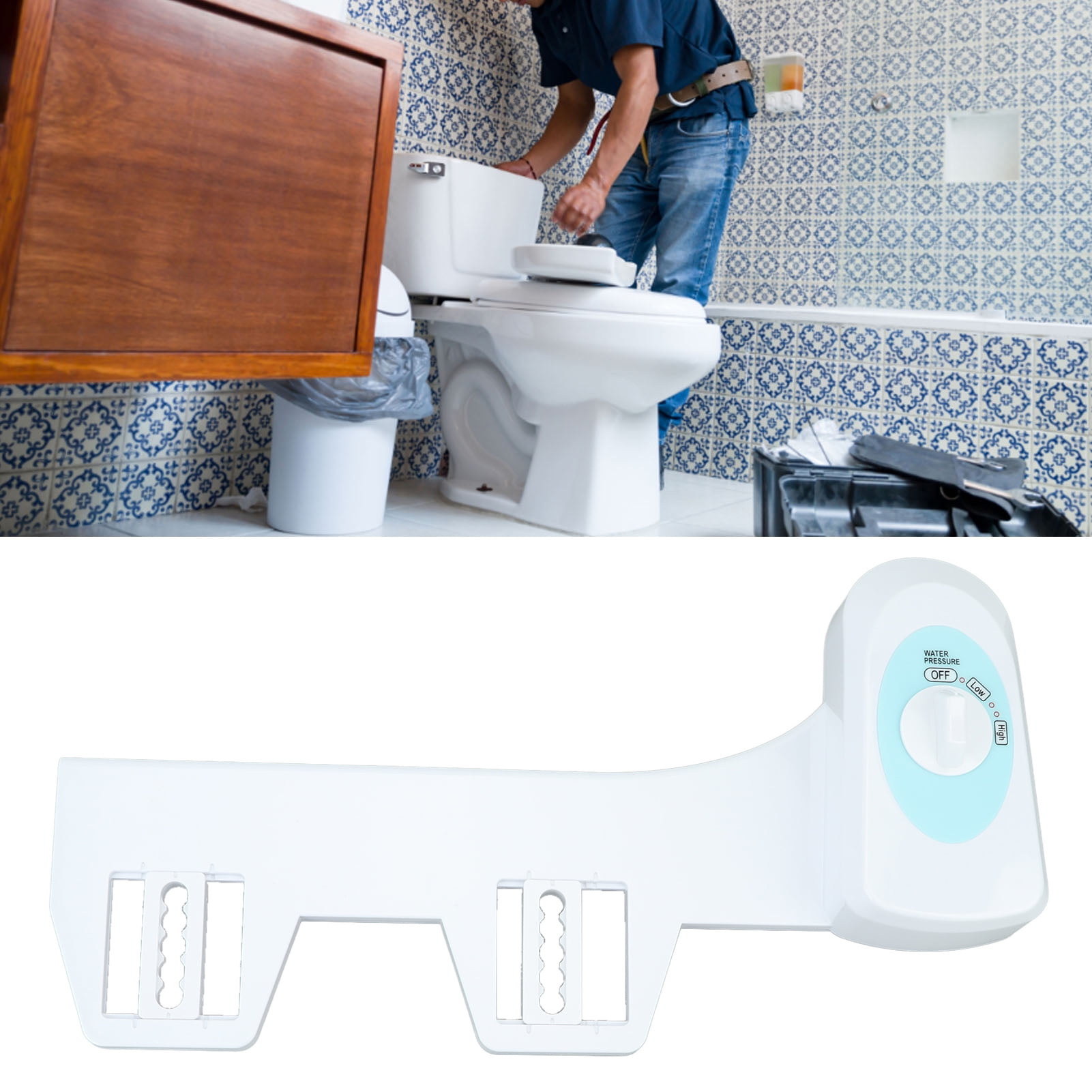 BIMZUC Easy Bidet Toilet Seat Attachment - Non-Electric Mechanical Sprayer with Self-Cleaning Nozzle for Men & Women, White 9/16 Inch / 1.43 cm Valve