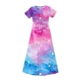 thumbnail image 3 of BFHHYA Girls Short Sleeve Maxi Dress Teens Fashion Print Loose Flowy Dress Summer Beach Boho Tshirt with Pockets Size 4-14 Y, 3 of 8